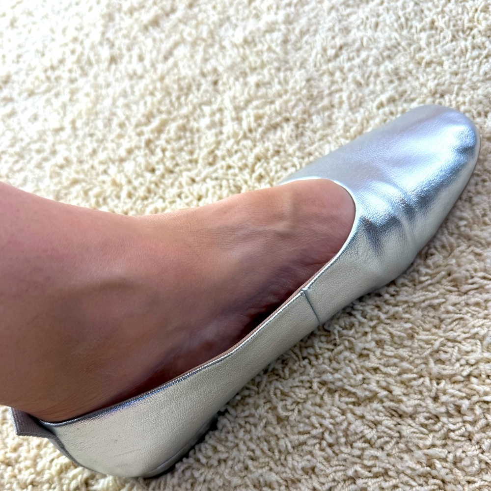Franco Sarto Ariel Metallic Silver Square Toe Ballet Flats - Picture 15 of 15